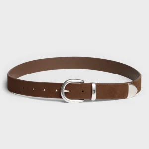 Metal Loop Suede Belt in Chocolate