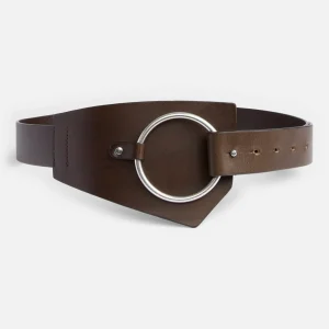 ASYMMETRIC WAIST BELT in Leather Brown
