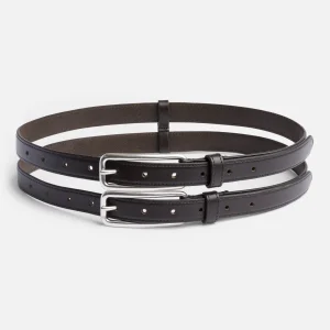 TINY DOUBLE BELT in Leather Brown