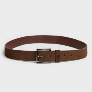Classic Italian Suede Belt in Chocolate