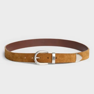 Western Italian Suede Belt in Beige