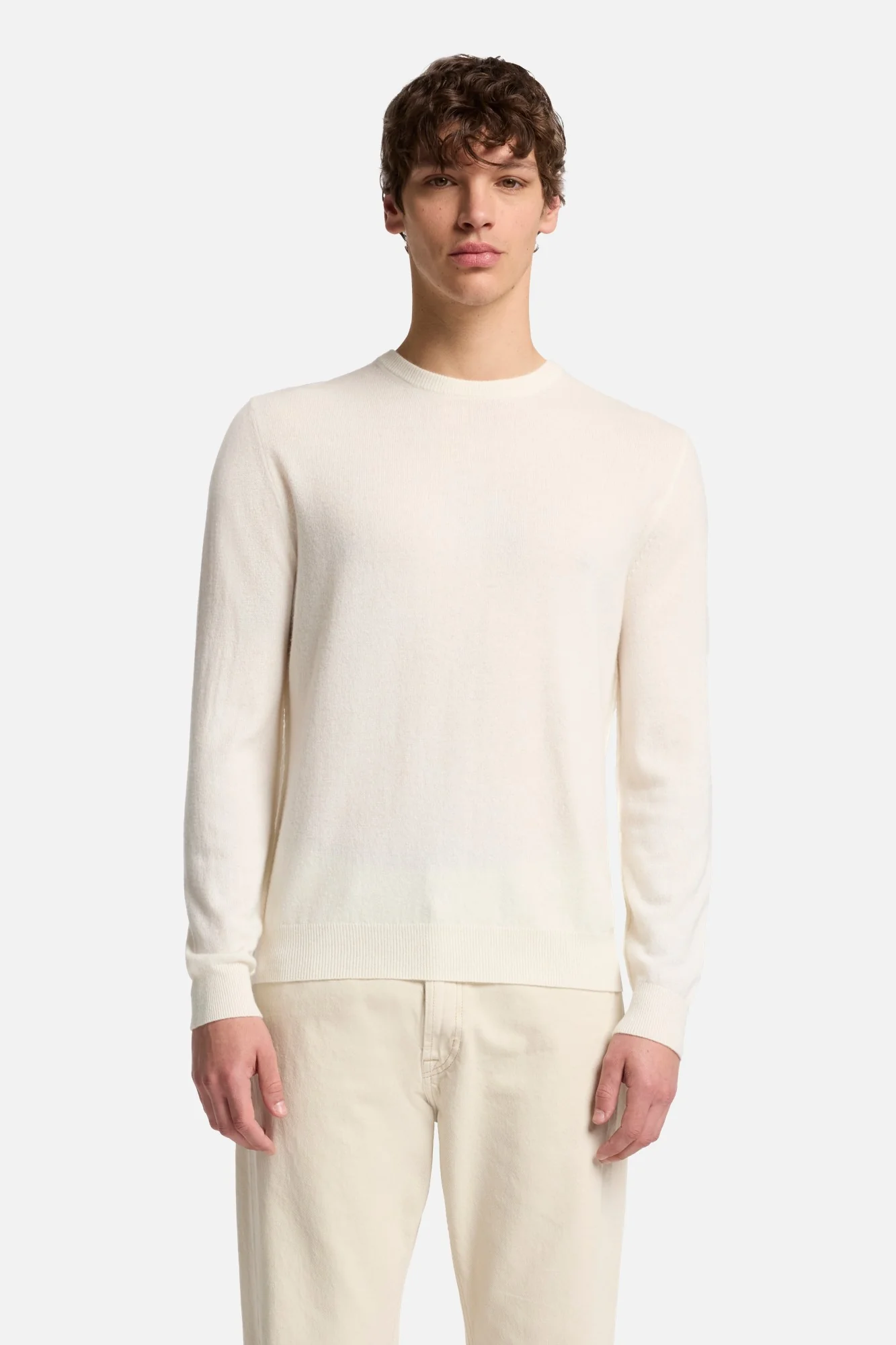 Cashmere Crewneck Sweater In Ice White - Image 3