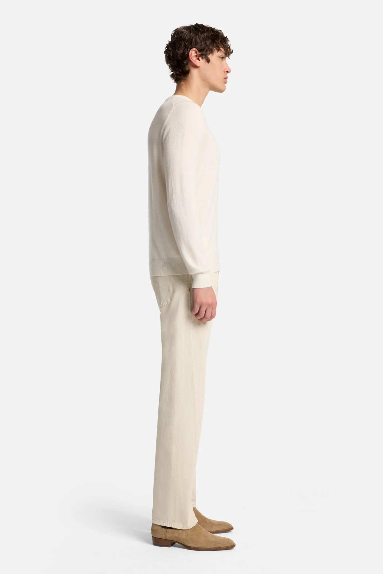 Cashmere Crewneck Sweater In Ice White - Image 6