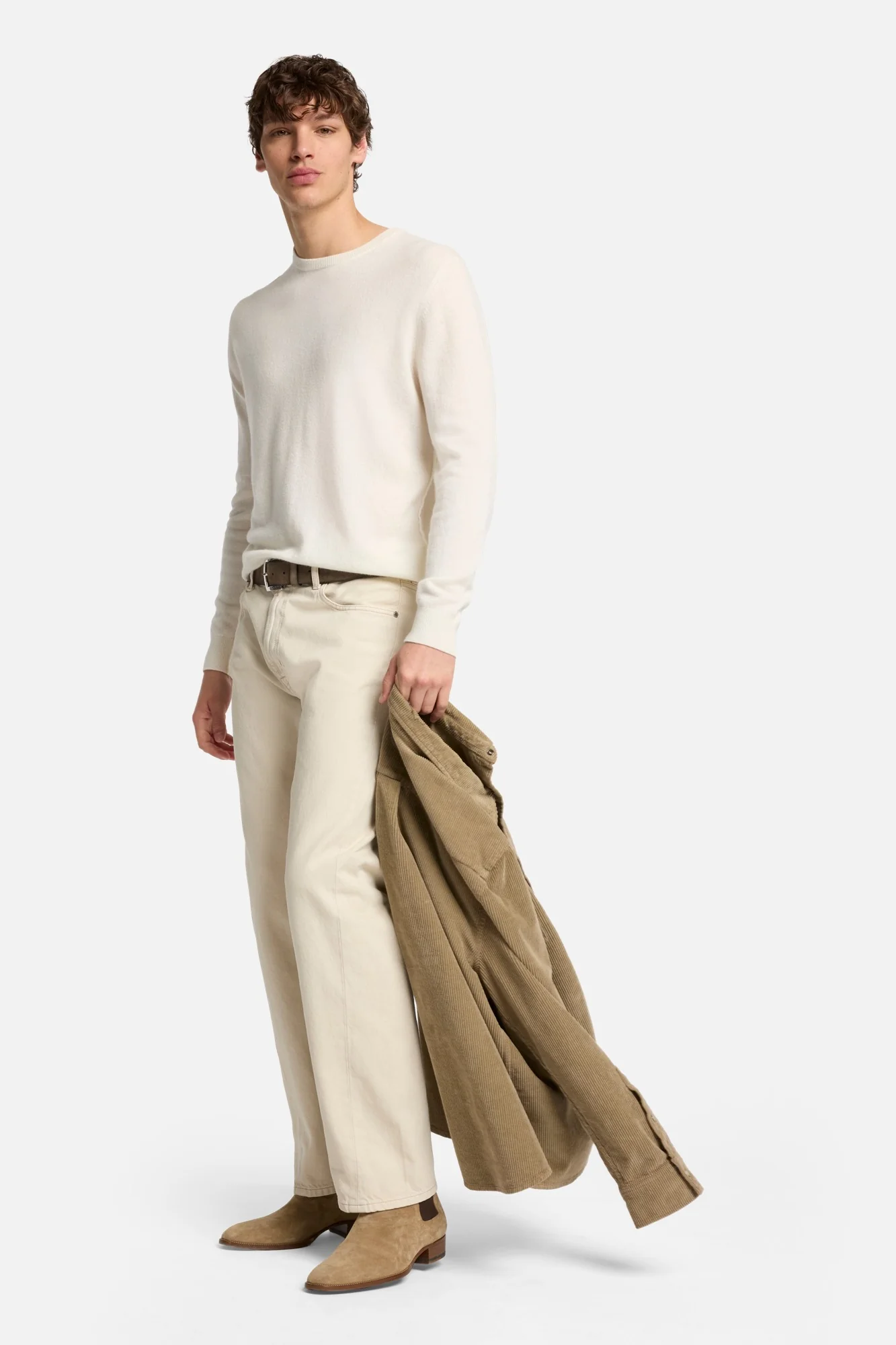 Cashmere Crewneck Sweater In Ice White - Image 7