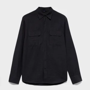 MILITARY SHIRT in Cotton Cashmere Dark Grey