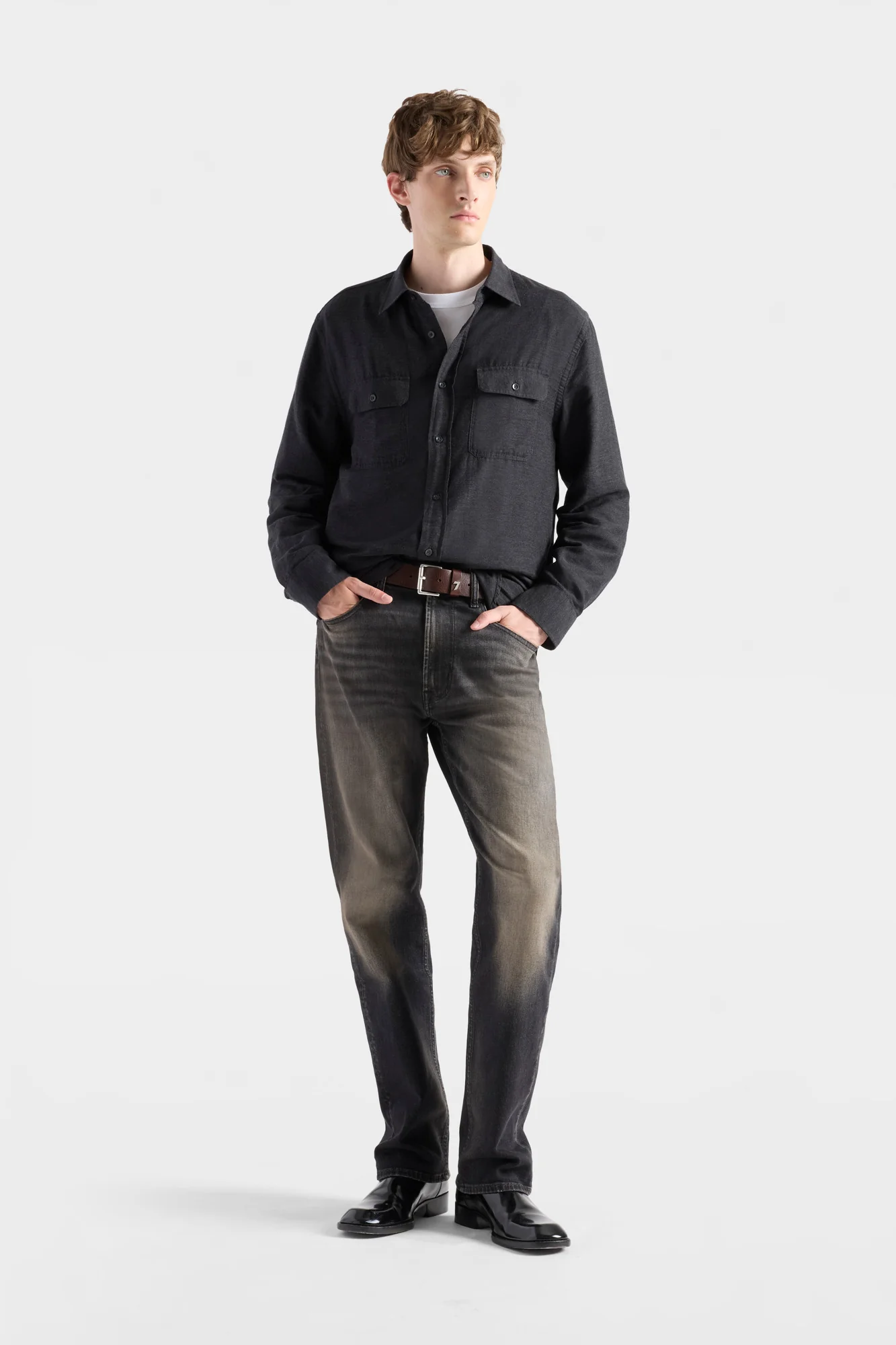 MILITARY SHIRT in Cotton Cashmere Dark Grey - Image 2