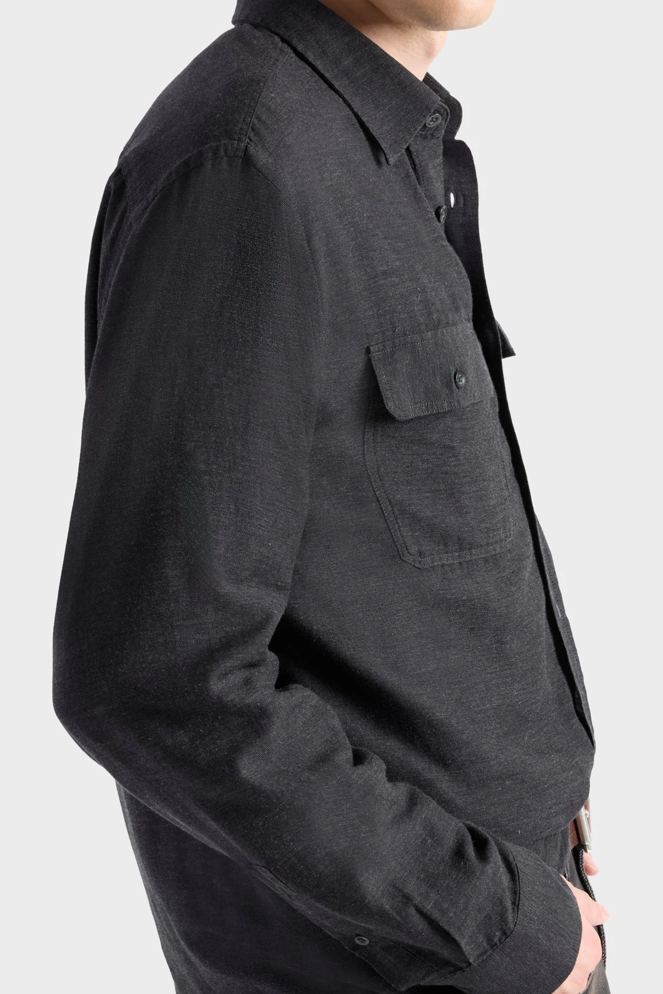 MILITARY SHIRT in Cotton Cashmere Dark Grey - Image 6