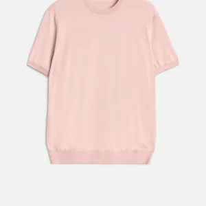 CLASSIC SHORT SLEEVE SWEATER in Cotton Rose