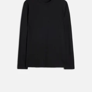 Lyocell Crewneck Long Sleeve Tee in Black