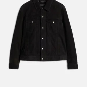 Suede Trucker Jacket In Black
