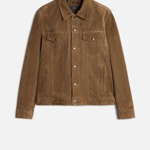 Suede Trucker Jacket In Chestnut