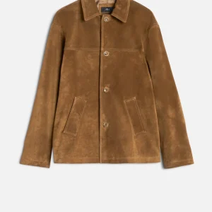 Suede Long Jacket In Tobacco