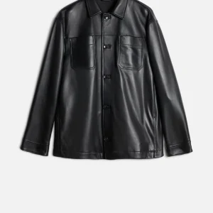 Leather Overshirt in Black