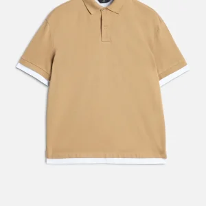 DOUBLE LAYER POLO in Tan