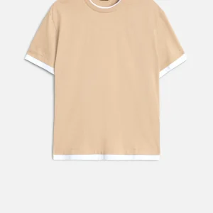 DOUBLE LAYER TEE in Tan