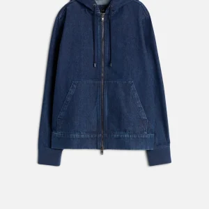 Utility Denim Hoodie in Carpenter Blue