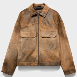 AVIATOR JACKET in Suede Wood