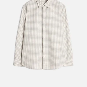 Long Sleeve Poplin Shirt in Beige Check