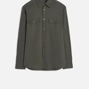 Fluid Military Shirt in Forest Green