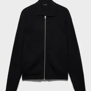 POLO ZIP SWEATER in Cotton Wool Black