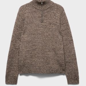 HALF ZIP SWEATER in Cotton Wool Parchment