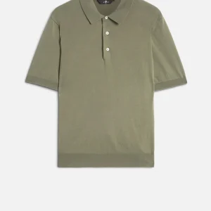 Short Sleeve Polo Sweater in Army Green