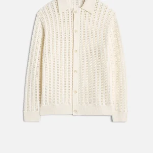 Crochet Knit Polo in White