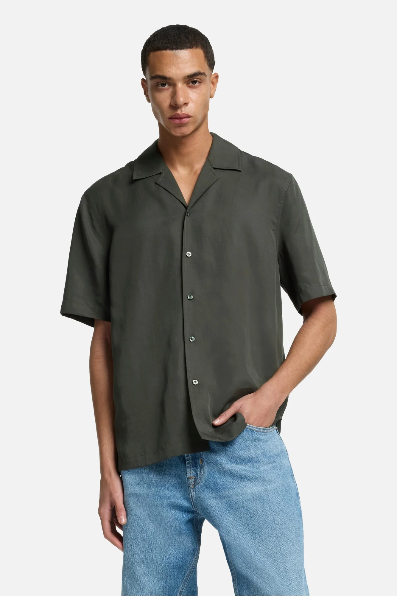 Lyocell Camp Shirt in Forest - Image 3