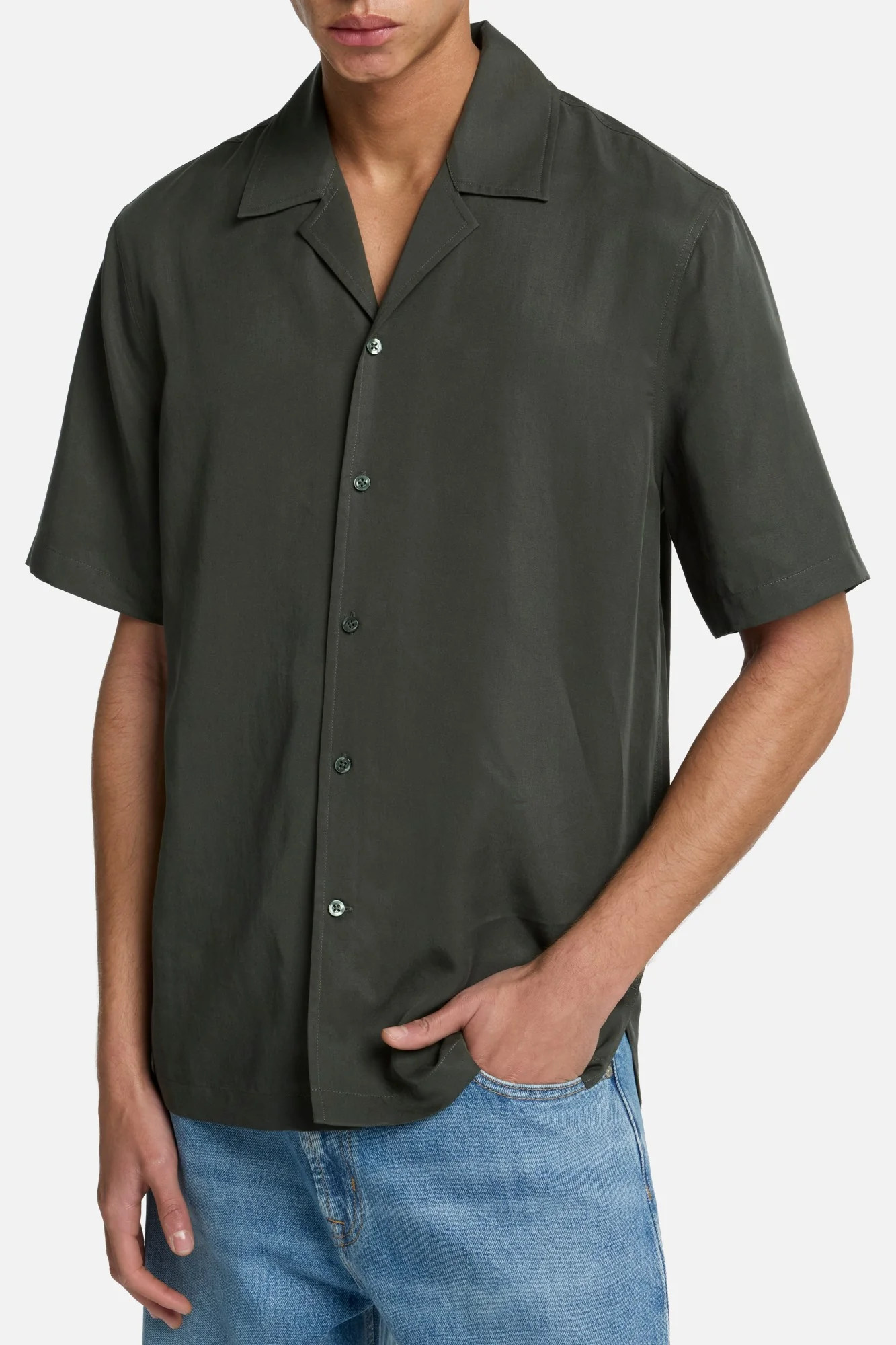 Lyocell Camp Shirt in Forest - Image 4