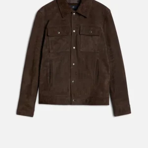 MODERN TRUCKER JACKET in Suede Espresso