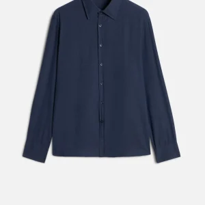 Cotton-Cashmere Button Up Shirt in Navy