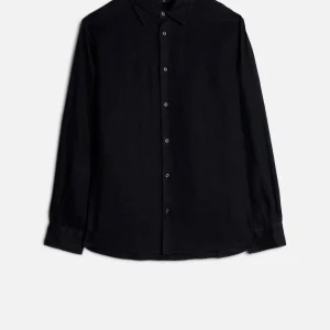 Classic Linen Button Up Shirt in Navy