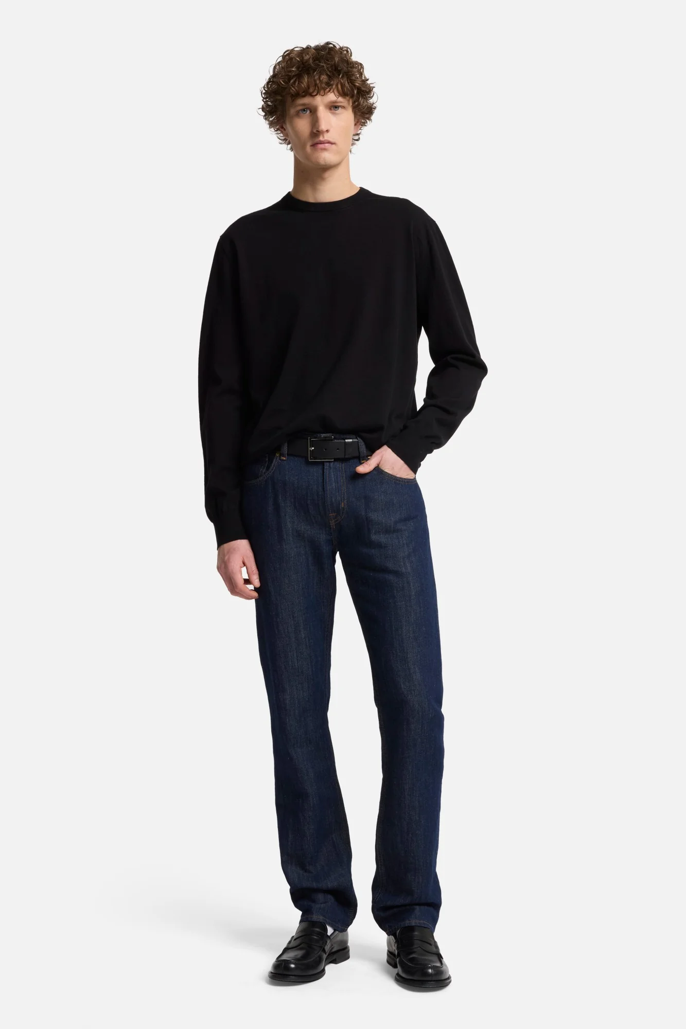 Classic Cotton Long Sleeve Sweater in Black - Image 2