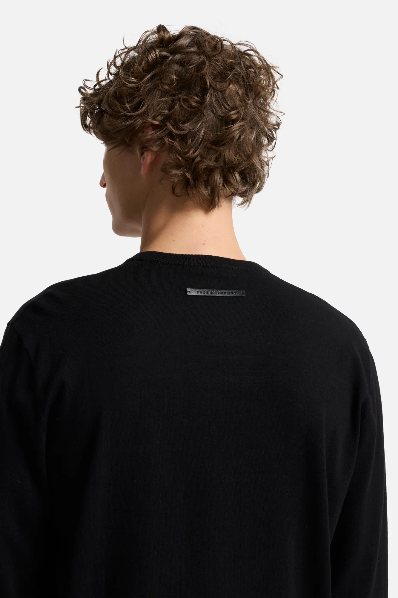 Classic Cotton Long Sleeve Sweater in Black - Image 4