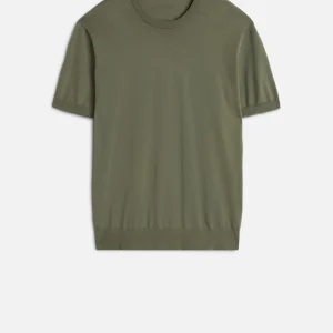 Classic Cotton Short Sleeve Sweater in Army Green