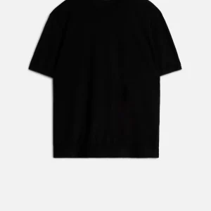 Classic Cotton Short Sleeve Sweater in Black