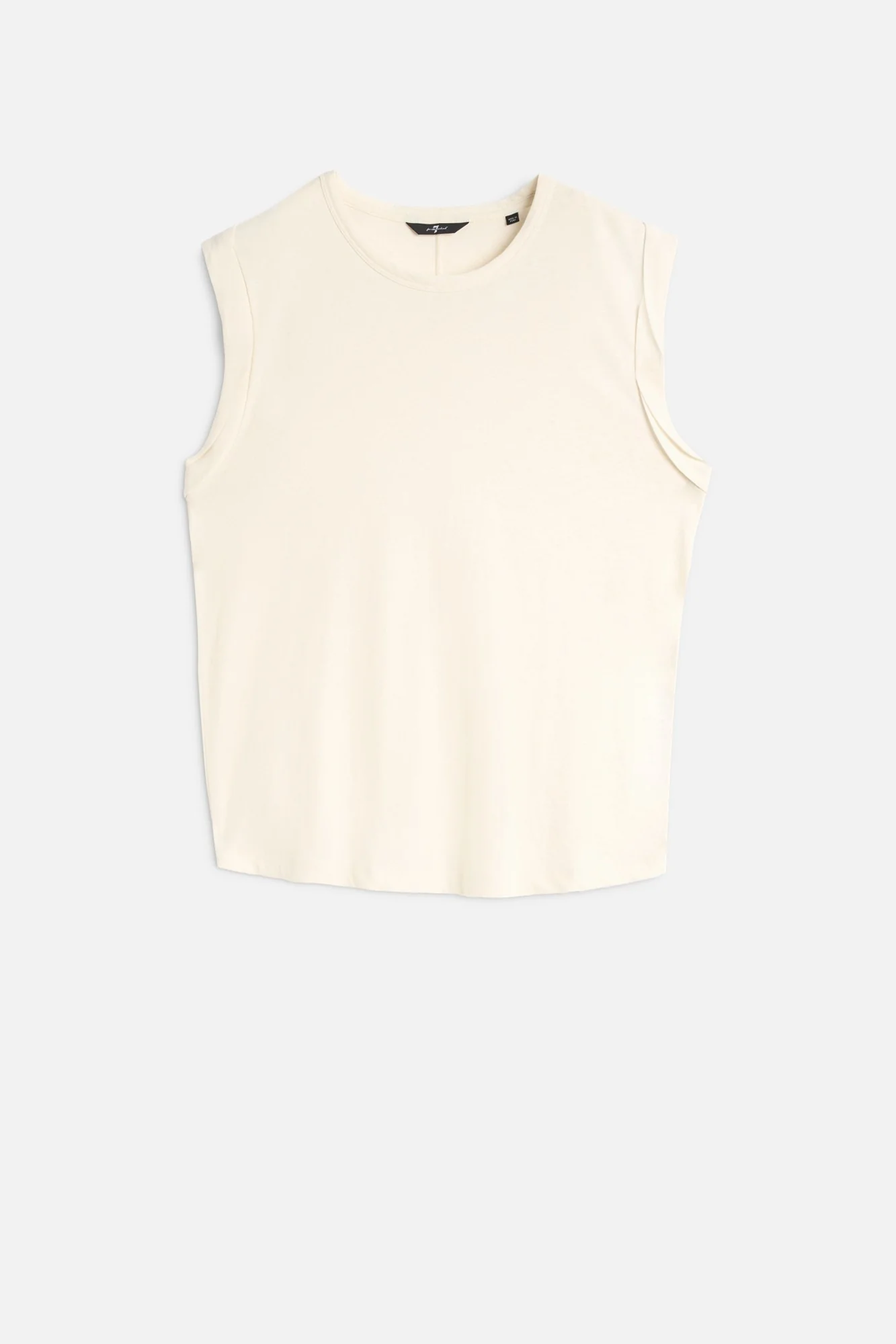 Linen Blend Muscle Tee in Ivory