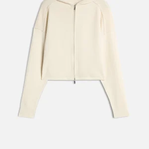 Cashmere Zipper Hoodie in Ice White