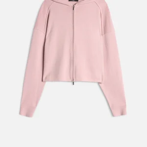 Cashmere Zipper Hoodie in Soft Pink