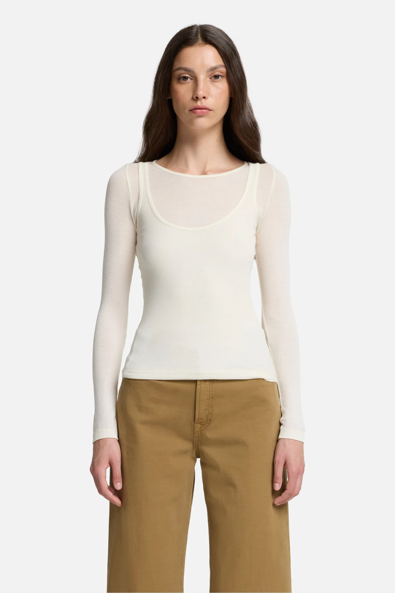 DOUBLE LAYER LONG SLEEVE TOP Rib Solitary Star - Image 3