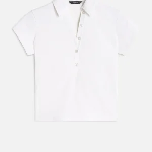 Ribbed Henley Polo in Optical White