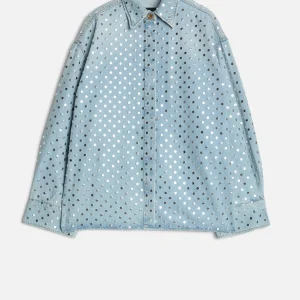 Studded Denim Overshirt in Bleach