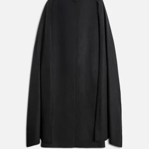 Wool Cashmere Scarf Coat in Dark Grey