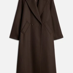 Wool Double Breasted Coat in Brown