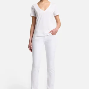Pima Cotton Easy V-Neck Tee in Optic White
