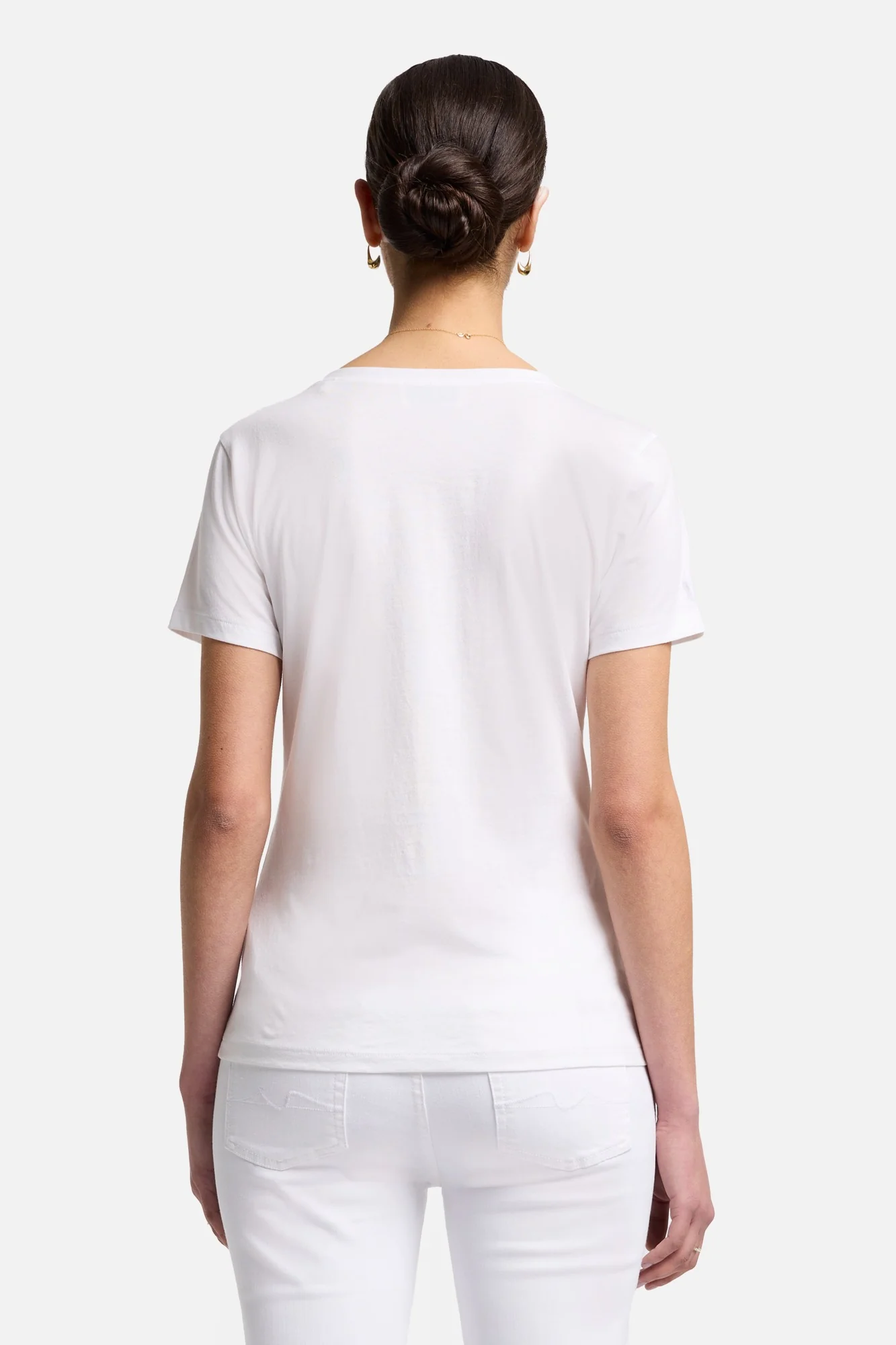 Pima Cotton Easy V-Neck Tee in Optic White - Image 4