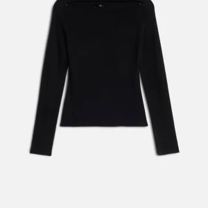 Cashmere Blend Cutout Sweater in Black