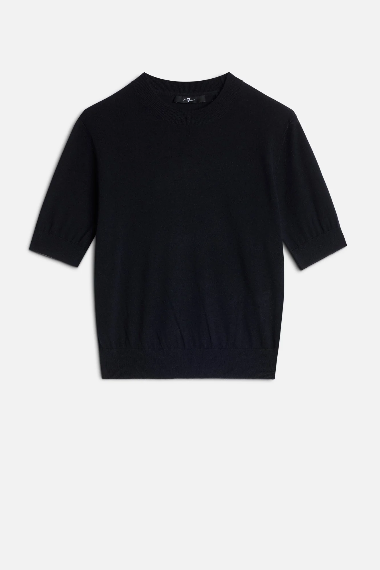 Wool Short Sleeve Sweater in Black