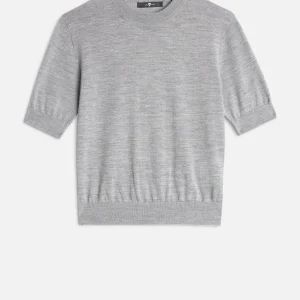 Wool Short Sleeve Sweater in Slate