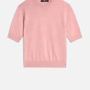 Wool Short Sleeve Sweater in Pink